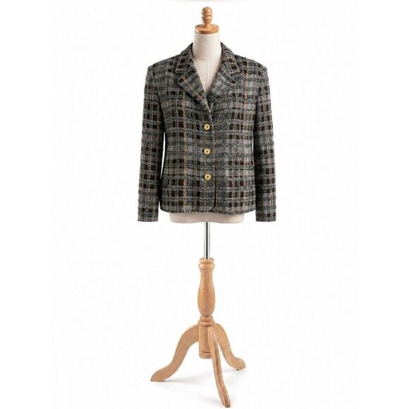 Harve Benard Jackets & Blazers - Harve Benard Brown Plaid Button Up Wool Jacket
